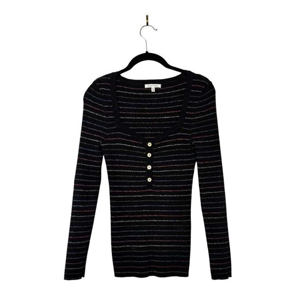 Ronny Kobo Rainbow Metallic Knot Henley Top Size M - Picture 1 of 4